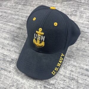 US Navy Chief Deck plate Leader Twill Hat 15% Wool ML Cap Navy Blue/ Yellow